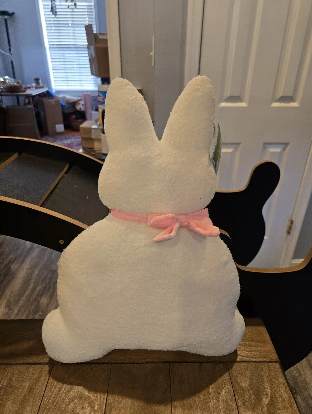 White Plush Bunny Pillow with Pink Bow New With Tags Easter